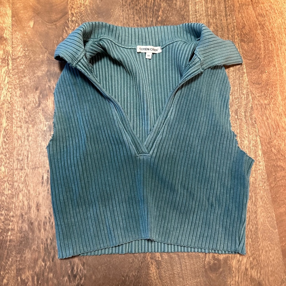 Cotton citizen collared cropped tank